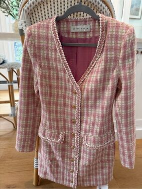 NWT Endless Rose Pink & Cream Plaid Tweed Mini Dress